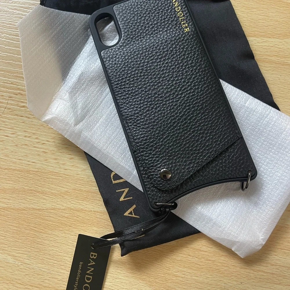 NWT Bandolier Black Leather Phone Case